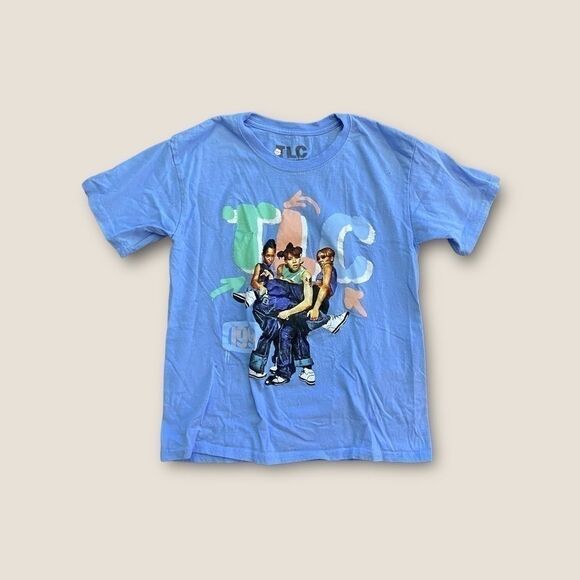 TLC Retro Graphic Band Tee Short Sleeve Baby Blue Small - Picture 3 of 6